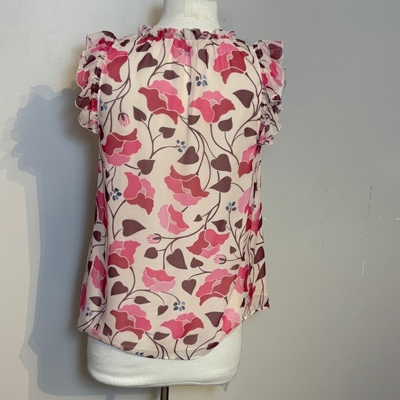 Kate Spade Pink and Brown Ruffled Blouse - Picture 2 of 7